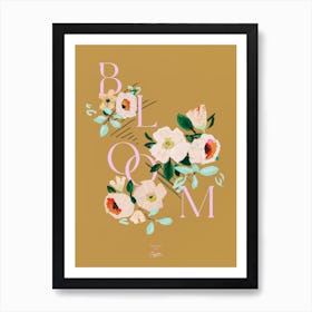 Bloom Flower Painting Ochre Art Print