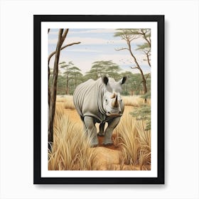 Rhinoceros In The African Savannah 2 Art Print