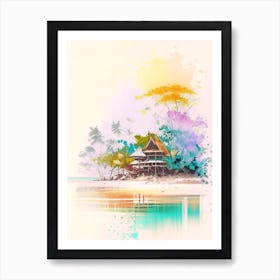 Koh Rong Cambodia Watercolour Pastel Tropical Destination Art Print