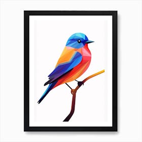 Colourful Geometric Bird Eastern Bluebird 2 Art Print