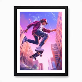 Skateboarding In Sydney, Australia Futuristic 1 Art Print