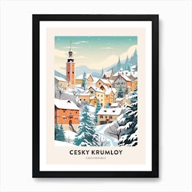 Vintage Winter Travel Poster Cesky Krumloy Czechia 1 Art Print