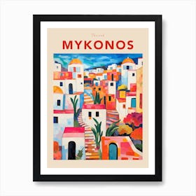 Mykonos Greece 3 Fauvist Travel Poster Art Print