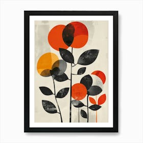 Orange And Black Flowers Art Print