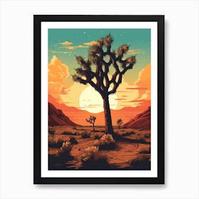  Retro Illustration Of A Joshua Tree At Sunrise 4 Art Print