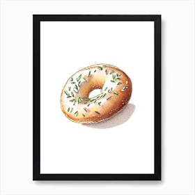 Baked Bagel Minimal Drawing 1 Art Print