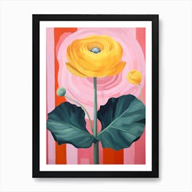 Ranunculus 3 Hilma Af Klint Inspired Pastel Flower Painting Art Print