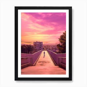 Skateboarding In Athens, Greece Futuristic 2 Art Print