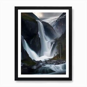 Stalheimskleiva Waterfall, Norway Realistic Photograph (3) Art Print