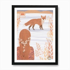 Fox And Girl Art Print