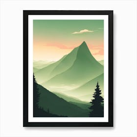 Misty Mountains Vertical Background In Green Tone 22 Art Print