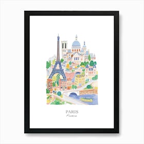 Paris France Gouache Travel Illustration Art Print