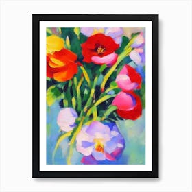 Eustoma Floral Abstract Block Colour 2 Flower Art Print