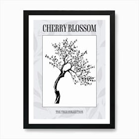 Cherry Blossom Tree Simple Geometric Nature Stencil 11 Poster Art Print