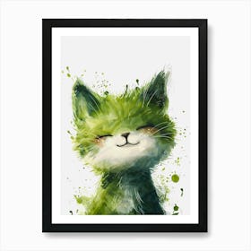 Cute Green Cat Art Print