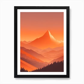 Misty Mountains Vertical Background In Orange Tone 15 Art Print