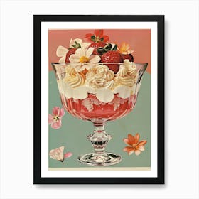 Retro Layered Strawberry Dessert Collage 1 Art Print