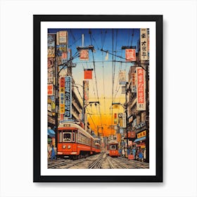 Akihabara Electric Town, Japan Vintage Travel Art 2 Art Print