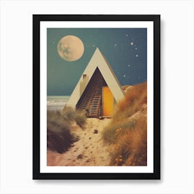 Cosmic cabin on sand dunes Art Print