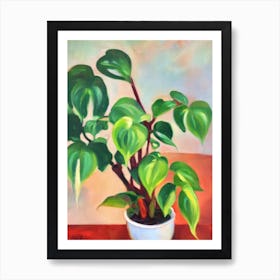 Philodendron 2 Impressionist Painting Plant Art Print