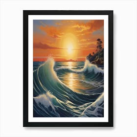 Sunset Over The Ocean Art Print