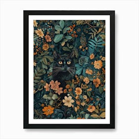 Black Cat In The Garden 5 Art Print