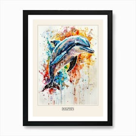Dolphin Colourful Watercolour 4 Poster Art Print