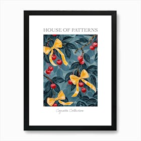 Cherries And Yellow Bows 1 Pattern Poster Art Print