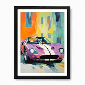 Ford Gt40 Vintage Car Matisse Style Drawing Colourful 0 Art Print