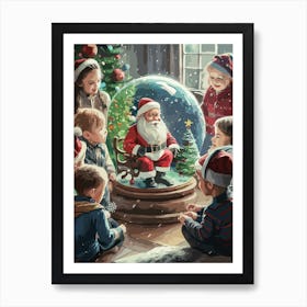 Santa In The Snowglobe Art Print