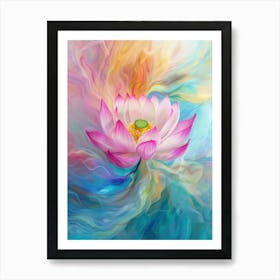 lotus flower swirling colors of light 1 Art Print