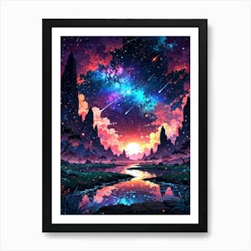 Galaxy Landscape Art Print