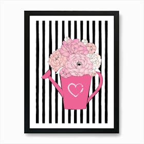 Pink Watering Can Art Print