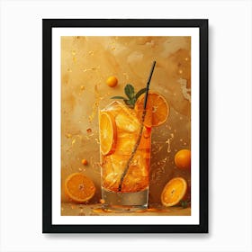 Orange Cocktail With Splash Art Print