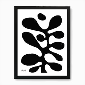 Funky Black Flower on White Art Print