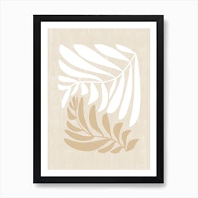 Modern Fern White Beige Art Print