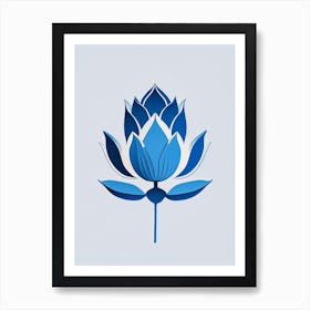 Blue Lotus Retro Minimal 1 Art Print