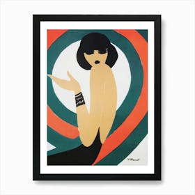 Woman In A Dress, Retro Vintage Fashion, Woman Portrait Art Print