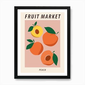 Fruit market Peach, Apricot, Retro food art Art Print