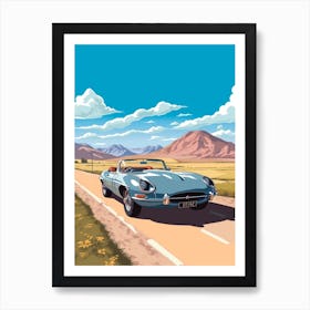 A Jaguar E Type In The Andean Crossing Patagonia Illustration 2 Art Print