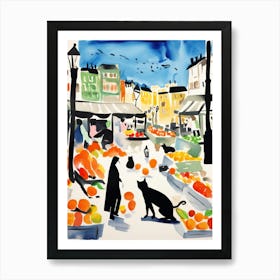 The Food Market In Stockholm 3 Illustration Art Print