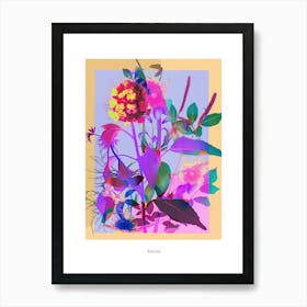 Statice 3 Neon Flower Collage Poster Art Print