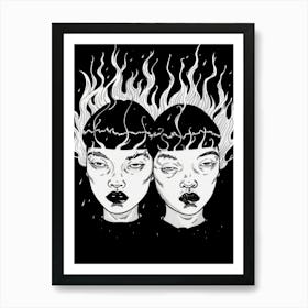 Flaming Twins Art Print
