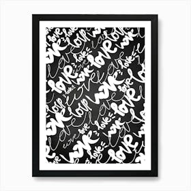 Love Calligraphy Seamless Pattern - kitchen art, kitchen poster Art Print