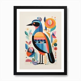 Colourful Scandi Bird Mallard Duck 1 Art Print