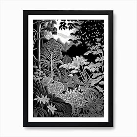 Smith College Botanic Garden, 1, Usa Linocut Black And White Vintage Art Print