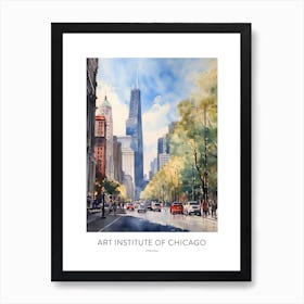 Art Institute Of Chicago Chicago Watercolour Travel Poster Art Print