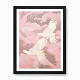 Pink Ethereal Bird Painting Dipper 2 Art Print