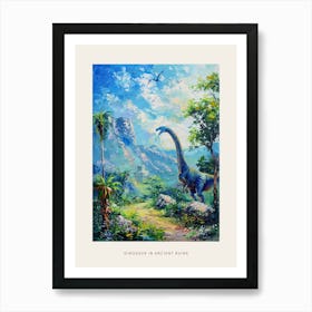 Dinosaur Ancient Ruins Painting 3 Poster Art Print