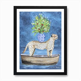 Cheetah Flowers Art Print